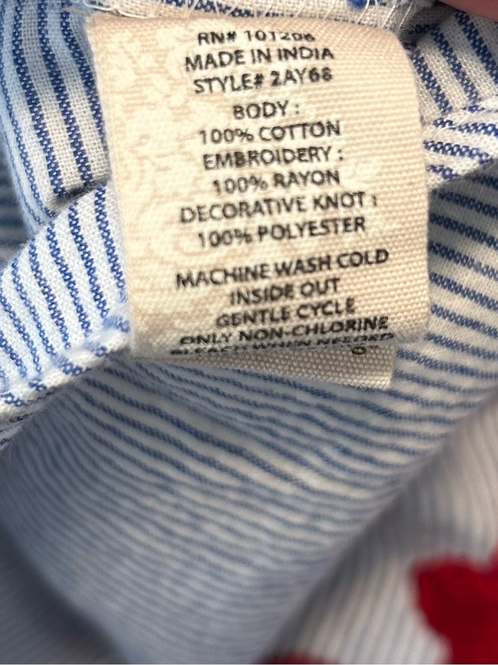 Soft Surroundings Blue Stripe Embroidered Button Up Shirt Boho Timeless Size L - Picture 7 of 7